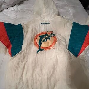 STARTER White and Teal Bomber Jacket